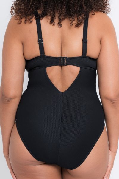 Curvy Kate Twist & Shout Non Wired Plunge Swimsuit Black Non-wired, dual sized swimsuit 65-90 E/F - M/N CS-024-606-BLK