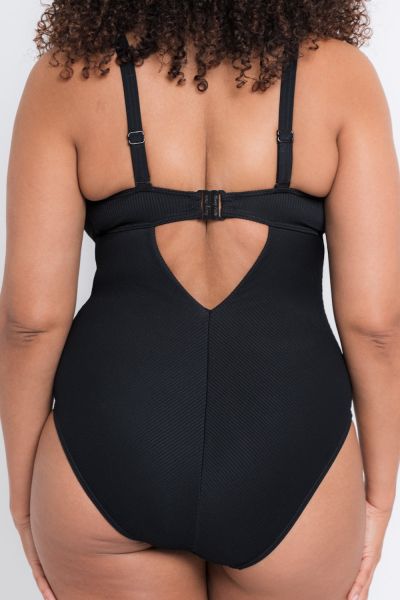 Curvy Kate Twist & Shout Non Wired Plunge Swimsuit Black Non-wired, dual sized swimsuit 65-90 E/F - M/N CS-024-606-BLK