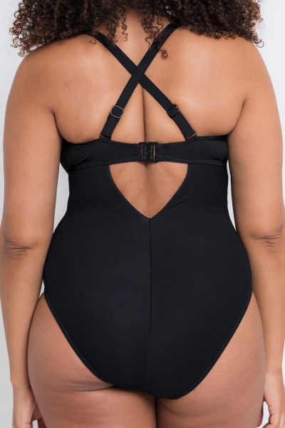 Curvy Kate Twist & Shout Non Wired Plunge Swimsuit Black Non-wired, dual sized swimsuit 65-90 E/F - M/N CS-024-606-BLK