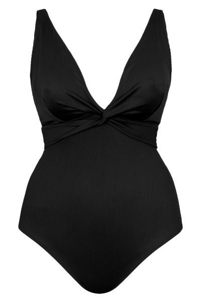 Curvy Kate Twist & Shout Non Wired Plunge Swimsuit Black Non-wired, dual sized swimsuit 65-90 E/F - M/N CS-024-606-BLK