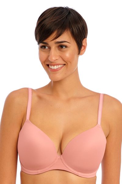 Freya Undetected UW Moulded Demi T-shirt Bra Ash Rose Underwired, padded t-shirt bra with smooth, moulded cups and convertible straps. 60-85, D-L AA401708-ASE