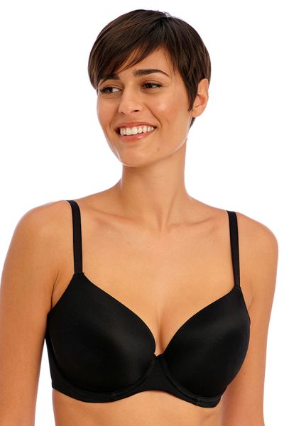 Freya Undetected UW Moulded Demi T-shirt Bra Black Underwired, padded t-shirt bra with smooth, moulded cups and convertible straps. 60-85, D-L AA401708-BLK