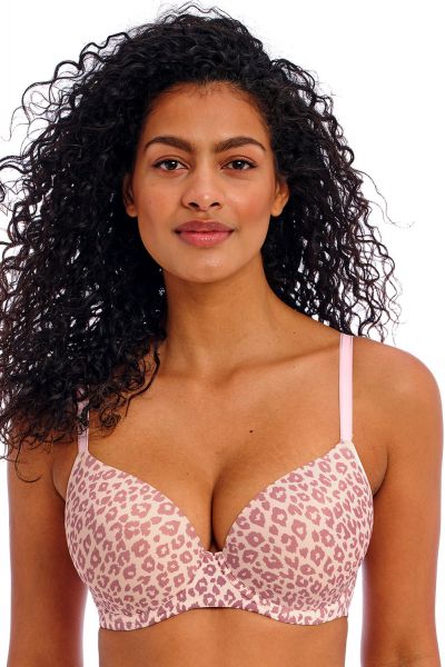 Freya Undetected UW Moulded Demi T-shirt Bra Iced Mocha Animal Underwired, padded t-shirt bra with smooth, moulded cups and convertible straps. 60-85, D-L AA401747-IMH