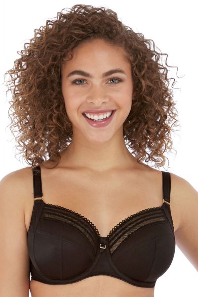 Freya Viva Noir UW Soft Side Support Bra Black Underwired, non-padded soft cup bra 60-85, D-O AA5642-NOR