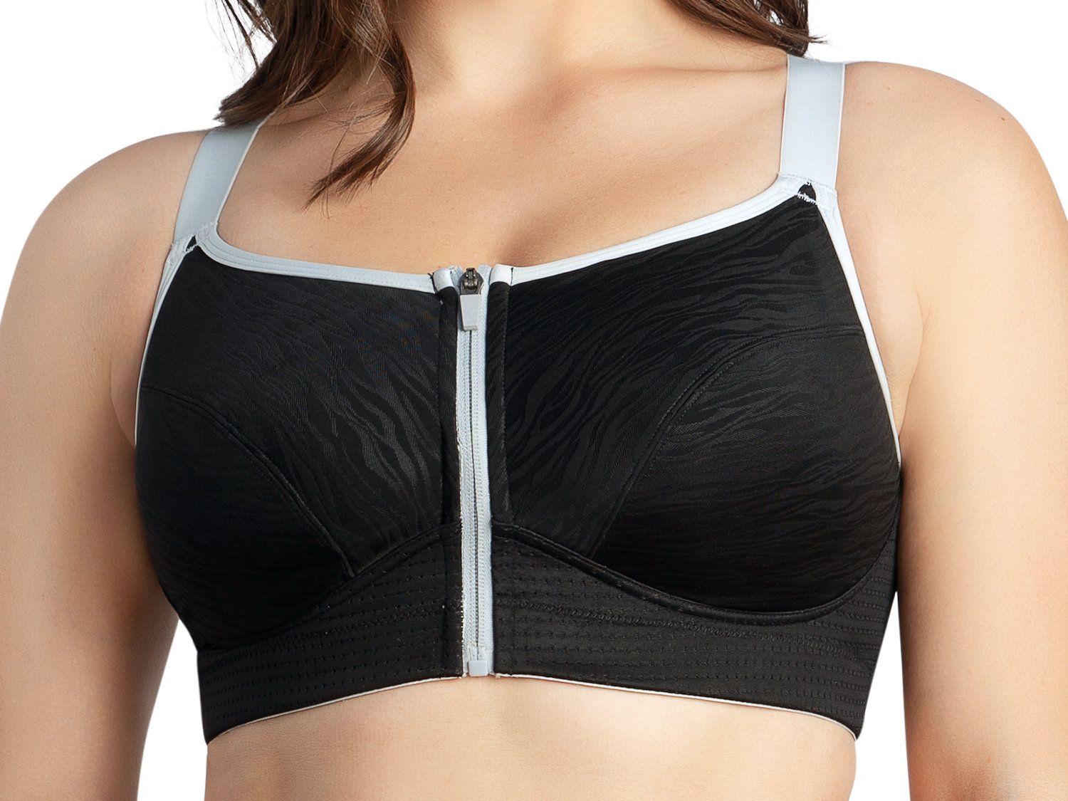 Parfait Lingerie Active Wave Front Zipper Sports Bra Black