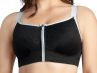 Parfait Lingerie Active Wave Front Zipper Sports Bra Black-thumb Wire-free sports bra with zipper front closure 70-90, D-H P6052-BLK