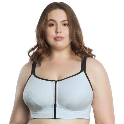 Parfait Lingerie Active Wave Front Zipper Sports Bra Silver Wire-free sports bra with zipper front closure 70-90, D-H P6052-SIR