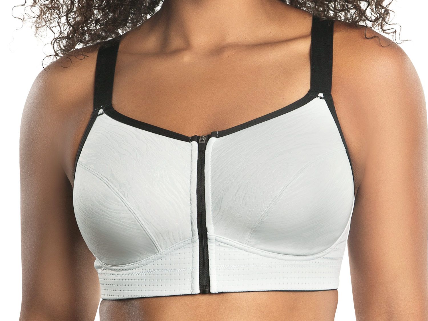 Wave Wire-free Zip Front Sports Bra - Silver