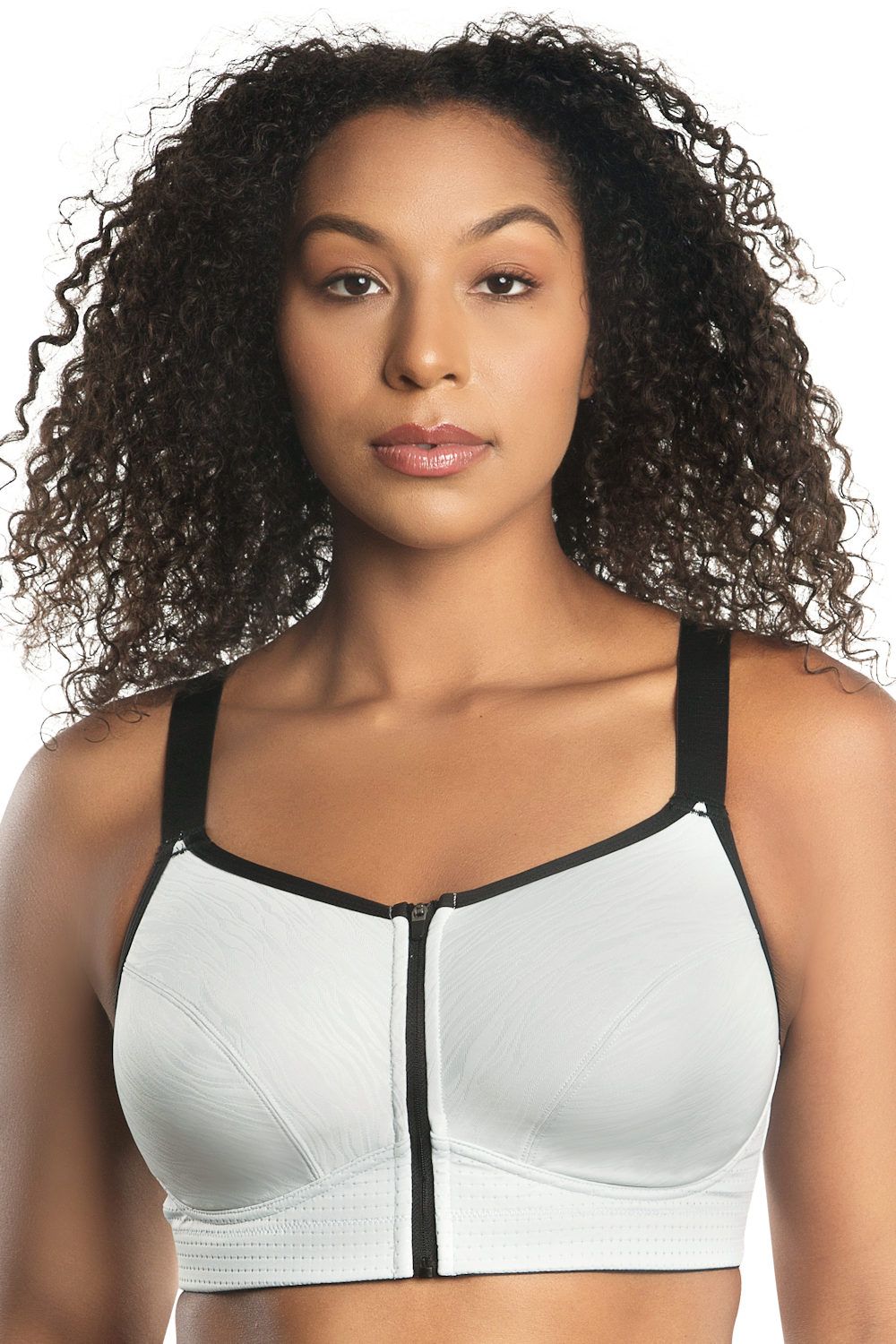 Parfait Lingerie Active Wave Front Zipper Sports Bra Silver