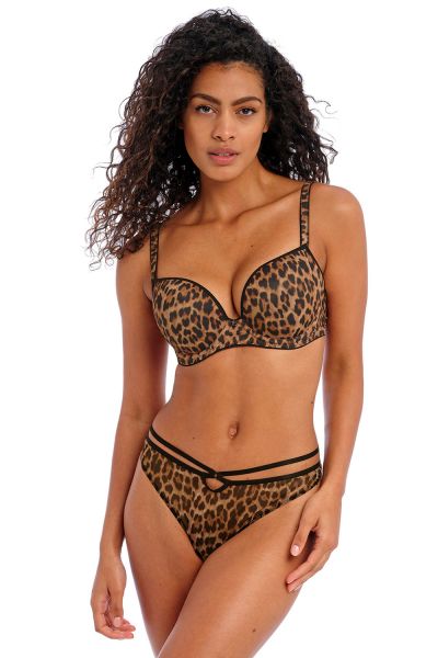 Freya Wild Side UW Moulded Plunge Bra Leopard Underwired, moulded and seamless plunge 60-85, D-J AA401231-LED