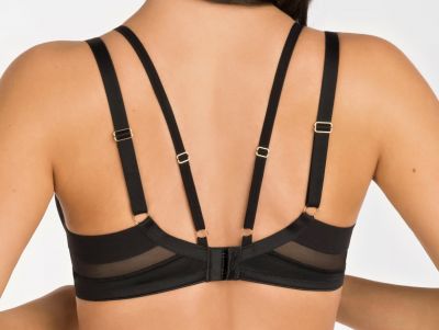 Gorsenia Yoko Soft Bra Black Underwired, non-padded bra with decorative double straps. 65-100, D-M K810-BLK