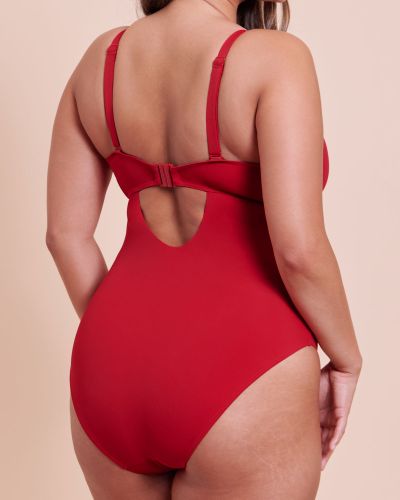 Curvy Kate Zip Tide Non-Wired Multiway Swimsuit - Red Non-wired swimsuit with adjustable coverage. S/36-38 - 2XL/52-54 CS-035606-RED