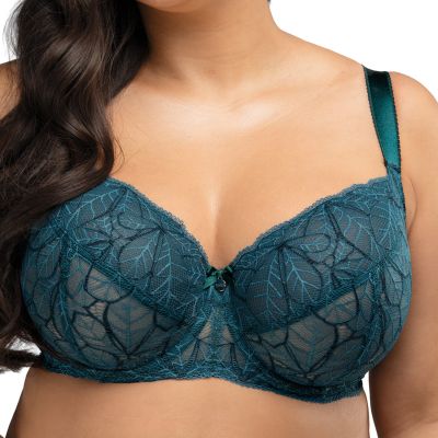 Nessa Zoia Soft UW Bra - Deep Teal Green Underwired, unpadded, soft cup stretch lace bra. 65-110, D-P ZOI-500A-GRE