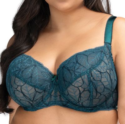 Nessa Zoia Soft UW Bra - Deep Teal Green Underwired, unpadded, soft cup stretch lace bra. 65-110, D-P ZOI-500A-GRE