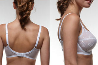 The back of the bra should be level with the front.